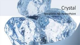 Presentation with water drops - PPT theme enhanced with three ice cubes with water background and a light blue colored foreground