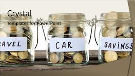  Presentation with full page business services - Theme with three jars for different needs background and a soft green colored foreground