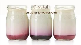  Presentation with yogurt - Beautiful presentation design featuring three jars with fruity yogurt on white background backdrop and a cream colored foreground