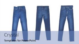  Presentation with jeans denim - Colorful slide deck enhanced with three-jeans-closeup-on-white backdrop and a teal colored foreground