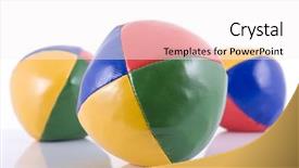  Presentation with juggling - PPT theme enhanced with three juggling balls isolated background and a white colored foreground