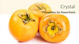  Presentation with fruit - Beautiful theme featuring three-kaki-fruit-on-white backdrop and a yellow colored foreground