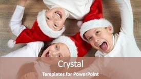  Presentation with emotions - Presentation design consisting of three-kids-in-santa-hats background and a coral colored foreground