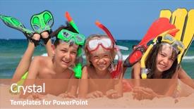  Presentation with well being for kids - PPT layouts consisting of three kids with snorkels background and a  colored foreground