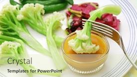  Presentation with cauliflower - Presentation theme with three-kinds-of-vegetable-salad background and a soft green colored foreground