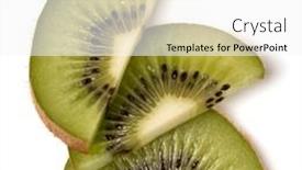  Presentation with kiwi fruit - Presentation design having three-kiwi-fruit-slices-isolated background and a white colored foreground