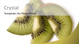  Presentation with kiwi fruit - Slide set consisting of three-kiwi-fruit-slices-isolated background and a  colored foreground