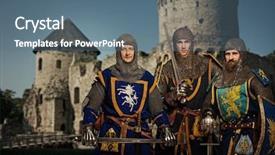  Presentation with knights - Beautiful PPT layouts featuring three knights against medieval castle backdrop and a ocean colored foreground