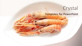  Presentation with porcelain - Presentation theme with three-langoustines-scampi-in-porcelain background and a lemonade colored foreground