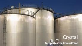  Presentation with oil tanks - Theme featuring three large refinery storage tanks background and a gray colored foreground
