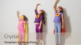  Presentation with children growth - Cool new PPT theme with three-little-children-are-playing backdrop and a soft green colored foreground