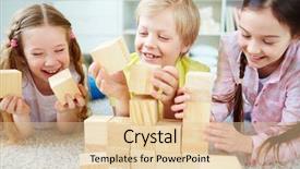  Presentation with bricks - Presentation design enhanced with three little friends playing background and a lemonade colored foreground