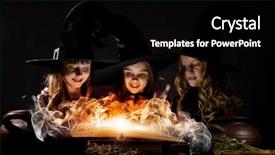  Presentation with witches - Amazing slides having three little halloween witches reading spell above pot backdrop and a black colored foreground
