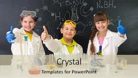  Presentation with chemistry - Beautiful theme featuring three little students on chemistry backdrop and a soft green colored foreground