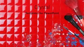  Presentation with brushes makeup - Presentation with three-makeup-brushes-with-drops background and a red colored foreground