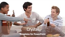  Presentation with three - Slides enhanced with three-male-friends-playing-instruments background and a violet colored foreground