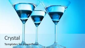  Presentation with navy blue gold - Audience pleasing slide deck consisting of three martini glasses on blue backdrop and a arctic colored foreground