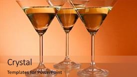  Presentation with three - Colorful PPT layouts enhanced with three martini glasses on yellow backdrop and a gold colored foreground