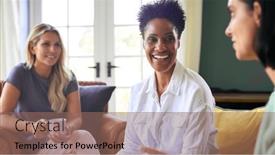  Presentation with lounge - Presentation theme consisting of three-mature-female-friends background and a violet colored foreground