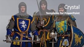  Presentation with knight - Presentation theme having three medieval knights isolated background and a gray colored foreground