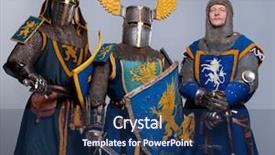  Presentation with knight - Beautiful PPT theme featuring three medieval knights isolated backdrop and a navy blue colored foreground