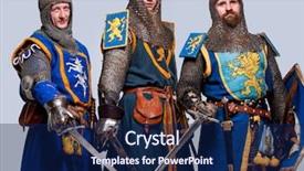  Presentation with knight - Slides with three medieval knights isolated background and a navy blue colored foreground