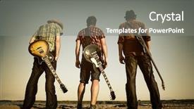  Presentation with river - PPT theme consisting of three men with guitars background and a gray colored foreground