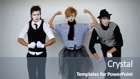  Presentation with mime - Beautiful PPT layouts featuring three mime actors in action backdrop and a  colored foreground