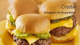  Presentation with burger - Presentation featuring three mini burger sliders background and a gold colored foreground