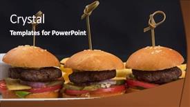  Presentation with burgers - PPT layouts having three-mini-hamburgers-mini-burgers background and a black colored foreground