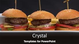  Presentation with burgers - Audience pleasing slide deck consisting of three-mini-hamburgers-mini-burgers backdrop and a dark gray colored foreground