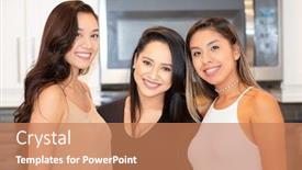  Presentation with mothers - Slide set consisting of three mixed race mothers having a good time together background and a coral colored foreground