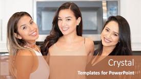  Presentation with mothers - Beautiful PPT theme featuring three mixed race mothers having a good time together backdrop and a coral colored foreground
