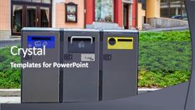  Presentation with bin - PPT theme enhanced with three modern refuse bins background and a dark gray colored foreground
