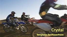  Presentation with motocross - Cool new PPT layouts with three motocross racers racing backdrop and a tawny brown colored foreground