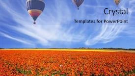  Presentation with rural tourism concept - Presentation theme consisting of three multi-color balloons flying background and a  colored foreground