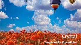  Presentation with rural tourism concept - Audience pleasing slide set consisting of three multi-color balloons flying backdrop and a  colored foreground