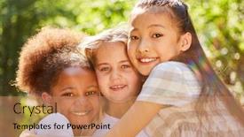  Presentation with multicultural - Amazing slides having three-multicultural-girls-as-girlfriends backdrop and a coral colored foreground