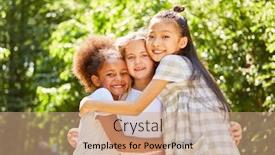  Presentation with multicultural malaysia - Amazing PPT theme having three-multicultural-girls-hugging-each backdrop and a coral colored foreground