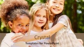  Presentation with multicultural - Presentation having three-multicultural-girls-together background and a coral colored foreground