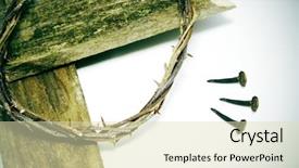  Presentation with crown thorns - Amazing slide deck having three nails of jesus christ backdrop and a soft green colored foreground
