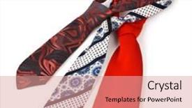  Presentation with three - PPT layouts having three necktie isolated on white background background and a coral colored foreground