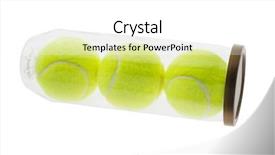  Presentation with plastic container - Presentation theme featuring three new yellow tennis balls in plastic container on white background background and a white colored foreground