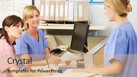  Presentation with racism and nurses - Slide deck enhanced with three nurses working at nurses background and a coral colored foreground