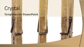  Presentation with old wooden door antique - Presentation theme with three old wooden pegs isolated background and a lemonade colored foreground