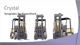 Presentation with trucks - PPT theme with three-old-yellow-forklift-trucks background and a white colored foreground