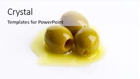  Presentation with olive oil - Amazing PPT theme having high quality - three olives in blob backdrop and a pink colored foreground