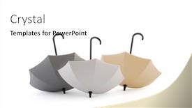  Presentation with three - PPT layouts with three-open-umbrellas-on-white background and a  colored foreground