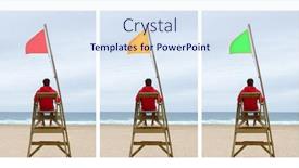  Presentation with lifeguard - PPT theme with three-option-in-the-beach background and a sky blue colored foreground