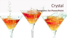 Presentation with orange life buoy splash water - Cool new PPT layouts with three orange cocktails with splash backdrop and a sky blue colored foreground